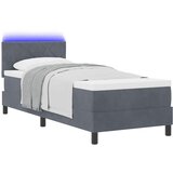  LED Box Spring Krevet Tamno siva 80 x 200 cm Baršun | Eponuda.com