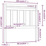  Uzglavlje za krevet crno 106 x 4 x 100 cm od masivne borovine | shoptok.hr
