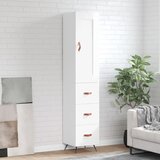 The Living Store Visoka omara visok sijaj bela 34,5x34x180 cm inženirski les - Visoka Omarica, (21435811) Cene