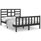 The Living Store Posteljni okvir črn iz trdnega lesa 140x190 cm - Posteljni Okvir, (21525153) | Shoptok.si