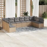  10-dijelni set vrtnih sofa s jastucima bež od poliratana 344 x 172 x 69 cm | Shoptok.si