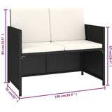  6-dijelni vrtni blagovaonski set od poliratana s jastucima crni | shoptok.hr