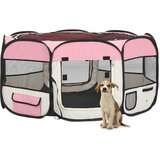 vidaXL Sklopiva ogradica za pse s torbom za nošenje roza 145x145x61 cm Cijene