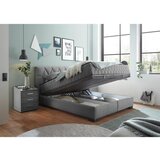 MID.YOU POSTELJA Z VZMETNICO 160 cm x 200 cm , tekstil, leseni material antracit | Shoptok.si