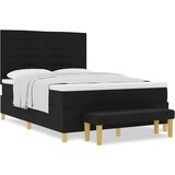 Box Spring Krevet s Madracem i Klupicom Crni 140x200 cm Tkanina | shoptok.hr