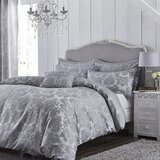 Catherine Lansfield Siva podaljšana posteljnina za zakonsko posteljo iz damasta 230x220 cm Damask Jacquard – | Shoptok.si
