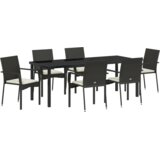  Vrtni set za blagovanje s jastukom 7 pcs Crna 200 x 80 x 73 cm | shoptok.hr