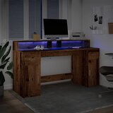  Radni stol s LED svjetlima boja starog drva 160x55x91 cm drveni | shoptok.hr