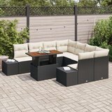  Set vrtnog namještaja Set od 9 Crna Ratan Vrtna sofa Pravokutna | shoptok.hr