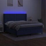  Krevet box spring s madracem LED plavi 180x200 cm od tkanine | shoptok.hr