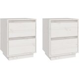 Furnova Nočna omarica 2 kosa bela 40x35x50 cm trdna borovina, (21928009) | Shoptok.si