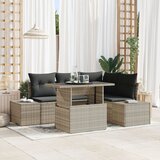 vidaXL 5-delna vrtna sofa garnitura z blazinami svetlo siva poli ratan Cene