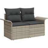 vidaXL set vrtnega pohištva s 7 kosi z blazinami svetlo siva poli-ratan | Shoptok.si