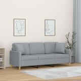 vidaXL Kavč trosed z blazinami svetlo siv 180 cm blago | Shoptok.si