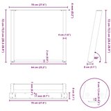  Noge za blagovaonski stol U-oblik 2 kom Prirodni čelik 70 x (72-73) cm Čelik | shoptok.hr
