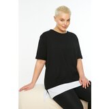 Trendyol Black Single Jersey Piece Detailed Boyfriend Knitted T-Shirt Cene