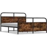 Maison Chic Kovinski Posteljni okvir - Dvoposteljna postelja - Zakonska postelja brez vzmetnice dimljen hrast 150x200cm, (21693780) Cene