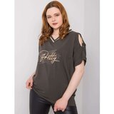 Fashion Hunters Dark khaki plus size blouse Richelle | shoptok.hr