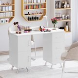 Izdelki za telo Manikirna miza s predali, omaricami in naslonom za zapestja, bela | Shoptok.si