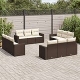  12-dijelni set vrtnih sofa od poliratana s jastucima smeđi | shoptok.hr