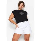 Trendyol Curve White High Waist Wide Cut Shorts & Bermuda