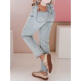 DStreet Spodnie damskie jeansowe slim fit z paskiem SLIMLEN niebieskie | shoptok.hr
