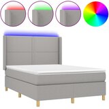  Krevet box spring s madracem LED svjetlosivi 140x190 cm tkanina | shoptok.hr
