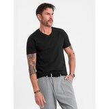 Ombre BASIC men's classic cotton T-shirt with a crew neckline - black | Shoptok.si