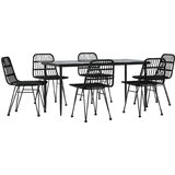  7-dijelni vrtni blagovaonski set od poliratana crni | shoptok.hr