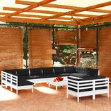  Vrtna sedežna garnitura 13-delna z blazinami bela borovina, (20760470) Cene