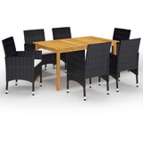  7-dijelni vrtni blagovaonski set crni Cijene