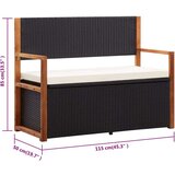  Klupa za pohranu 115 cm od poliratana i bagremovog drva crna | shoptok.hr