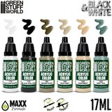 Green Stuff World Paint Set - BLACK n WHITE PAINT SET (Box x6) | Eponuda.com