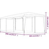 Šator za zabave s 8 mrežastih bočnih zidova crveni 3 x 9 m HDPE | shoptok.hr