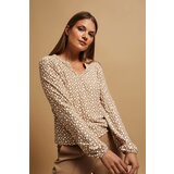 Marisse Patterned V-Neck Blouse With Pearl | ePonuda.com