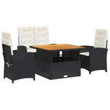  4-dijelni vrtni blagovaonski set od poliratana s jastucima crni Crna Dužina stola 110 cm | Shoptok.si
