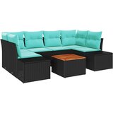 vidaXL Vrtna sedežna garnitura 7 pcs Črna in turkizna poli ratan, (5000143293) | Shoptok.si