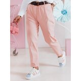 DStreet Spodnie damskie casualowe z paskiem SOFELIA jasnoróżowe | Shoptok.si