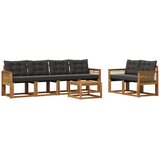 vidaXL Zunanja garnitura za sedenje z blazino 7 pcs Naravna in črna, (5000271089) | Shoptok.si