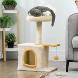 SUPERHOME Maca Kutak grebalica i kućica za mačke 61cm Bež | Eponuda.com