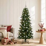  Umjetno božićno drvce s kuglicom 150 cm 150 LED lampica - Zelena 150 cm s LED-ima i srebrnim lopticama | shoptok.hr