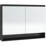  Kupaonski ormarić s ogledalom 80 x 15 x 60 cm MDF sjajni crni | shoptok.hr