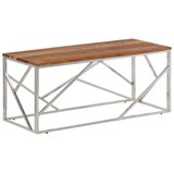 Maison Chic Klubska mizica - kavna mizica - Nizka mizica nerjaveče jeklo in trden akacijev les, (21755028) | Shoptok.si