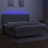 Krevet box spring s madracem LED svjetlosivi 200x200 cm tkanina | shoptok.hr