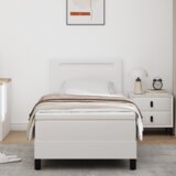 vidaXL postelja s vzmetjo in vzmetnico - bela 100x200 cm iz umetnega usnja. | Shoptok.si