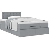 vidaXL Otomanski posteljni okvir z vzmetnico siv 120x200 cm blago | Shoptok.si
