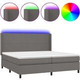  Krevet box spring s madracem LED sivi 200x200cm od umjetne kože | shoptok.hr