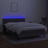  Box spring postelja z vzmetnico LED temno siva 140x200 cm blago, (20789312) | Shoptok.si