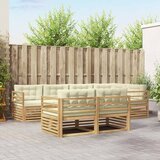  Set vanjskih sofa 7 kom. Bijela i krem Poliester Smeđa 325,5 x 166,5 x 73 cm | Shoptok.si
