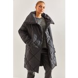 Bianco Lucci Women's Metal Buttoned Diamond Patterned Oversize Puffer Coat | ePonuda.com